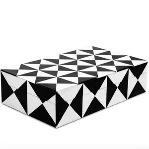 New Handmade Triangle Geometric Black White jewelry decor Box farmhouse boho